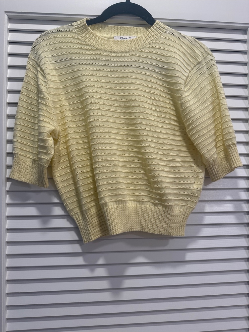 Madewell Pale Yellow Short-Sleeve Knit Crewneck Sweater